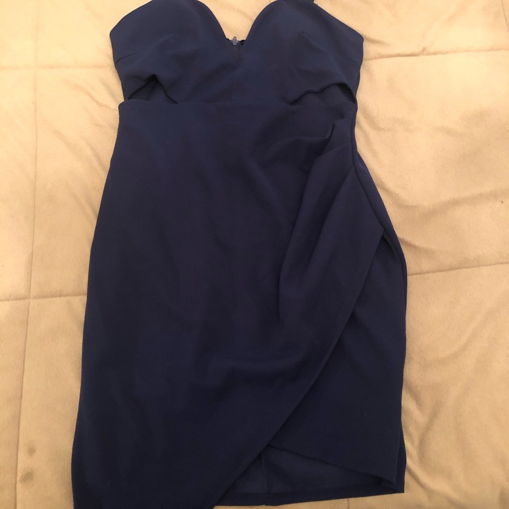 Asymmetrical navy dress